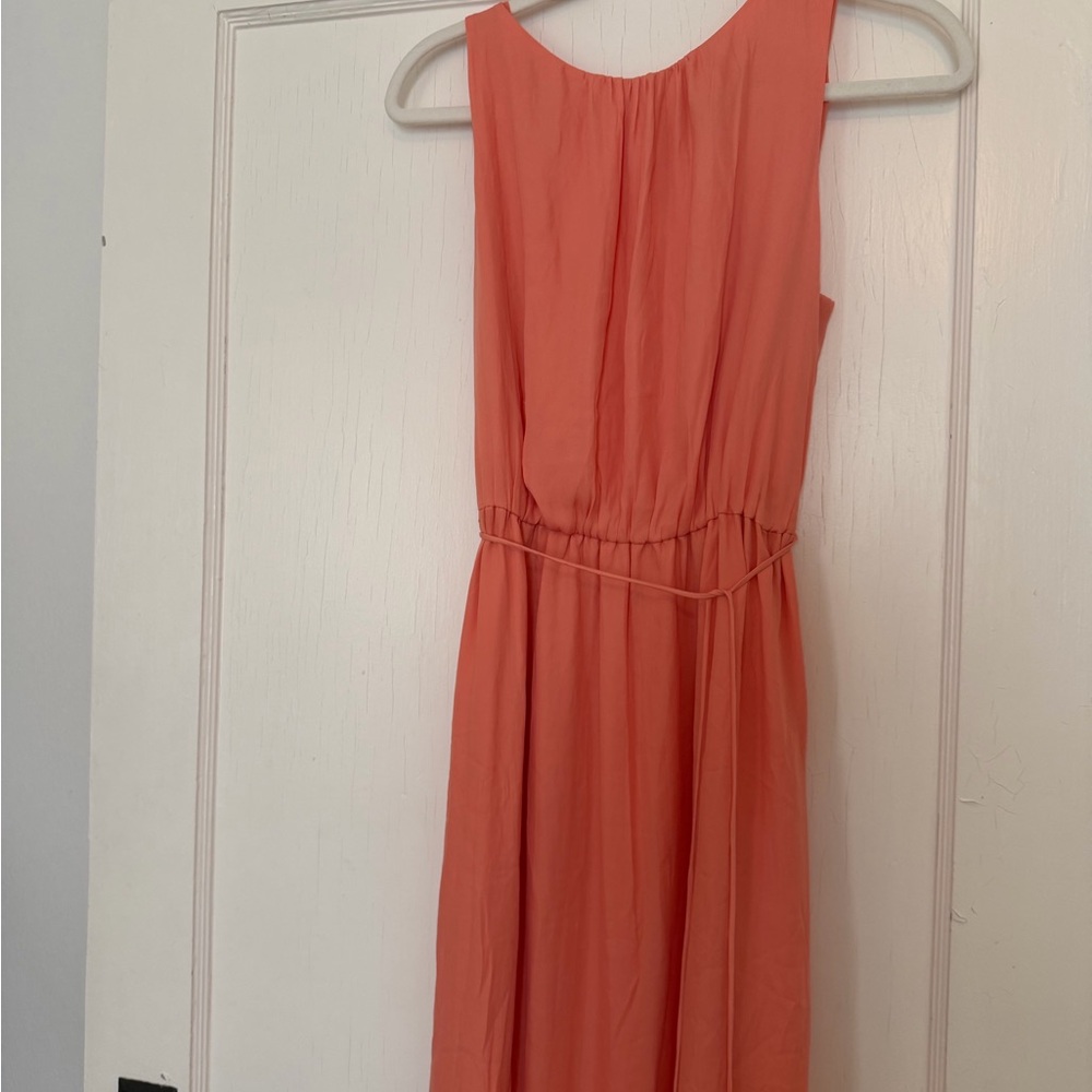 Zara Coral Maxi Dress with Waist Tie